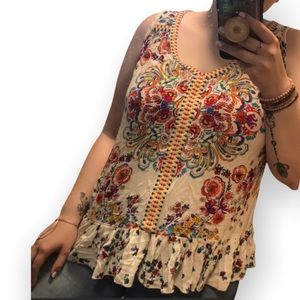 Vibrant Embroidered Boho Blouse